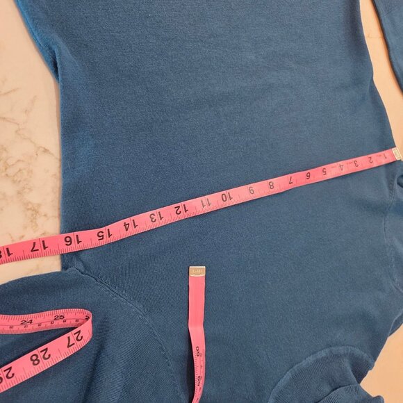 White House Black Market Blue Turtleneck Sweater XS Long Sleeve Button Cozy - Picture 7 of 10